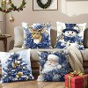 Lomsoe 4pcs Festive Pillow Covers Set - Christmas Santa, Snowman & Reindeer Design, Soft Cozy Decorative Cushion Covers for Living Room & Bedroom - 4 of 4