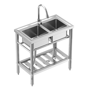 GustoWave Stainless Steel Utility Sink with Double Bowl for Kitchen, Laundry Room - 1 of 4