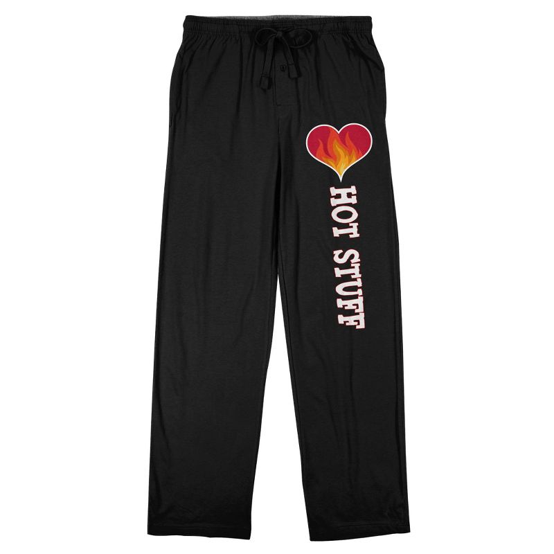 Valentine's Day Hot Stuff Men's Black Sleep Pajama Pants, 1 of 4