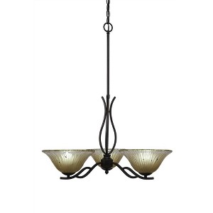 Toltec Lighting Revo 3 - Light Chandelier in  Dark Granite with 10" Amber Crystal  Shade - 1 of 1