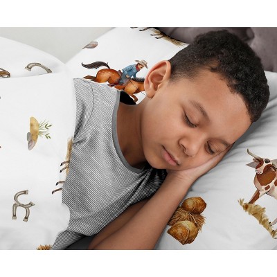 Western Cowboy White Microfiber Full Bedding Set