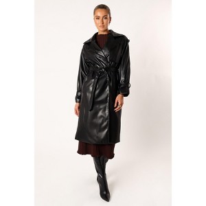 Petal and Pup Womens Antonella Faux Leather Trench Coat - Black M - 1 of 4