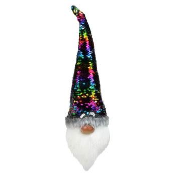 Northlight 13" Gnome with Rainbow and Silver Flip Sequin Hat Christmas Decoration