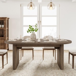 70.8 Inch Oval Dining Table for 6-8 People, Long Large Kitchen Table with Thick Sturdy Wooden Base, Farmhouse Dining Room Table for Kitchen - 1 of 4