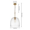 Rennnsan Blaneth 14"W 1-Light Dome Glass Modern Dimmable Pendant in Gold - 3 of 4