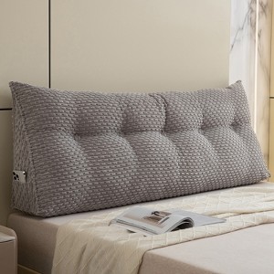 Bekrvio Velvet Headboard Wedge Pillow - Back Support Reading Cushion Bolster with Side Pocket, Removable Cover for Bed & Sofa - 1 of 4