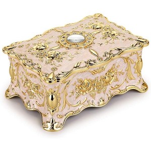 Vintage Two Layer Rectangular Trinket Organizer Storage Box Ornate Treasure Chest Box - 1 of 4