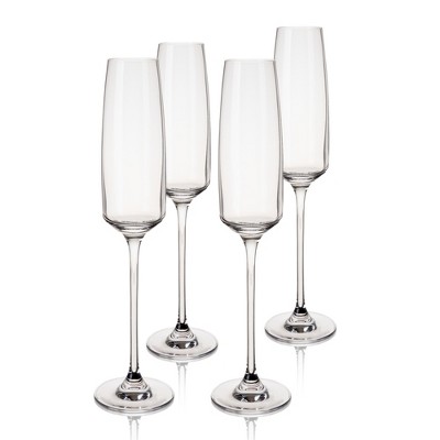 Julien 5.75oz Clear Crystal Champagne Flute Glasses Set of 4