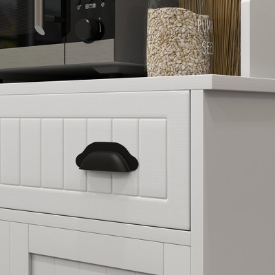 Homcom Microwave Cabinet with Drawer, Double Door Cabinet and Adjustable Shelf, Buffet with Hutch and Cable Hole for Kitchen, Dining Room, White — фото 5