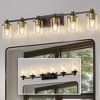 DORESshop 6-Light Black and Gold Vanity Light with Clear Glass Shades, E26 Socket, Modern Square Plate and Rod Design - 2 of 4