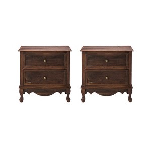 Set of 2 Galatea Traditional 24" Tall 2 - Drawer Nightstand with Two Drawers and Charging Station | KARAT HOME - 1 of 4