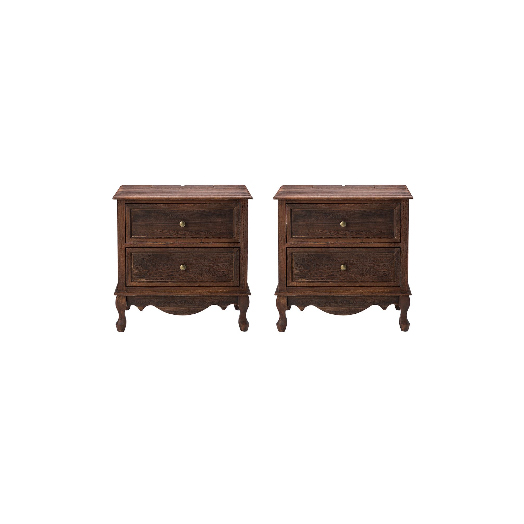 Set of 2 Galatea 24" Tall 2 - Drawer End Table with Two Drawers | KARAT HOME-WALNUT