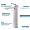 WOWOW Single Handle Single Hole High Arc Bathroom Faucet with Supply Line Included in Brushed Nickel - 4 of 4