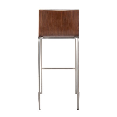 Mason Mara Cream Fabric Stainless Steel Walnut Barstool Set