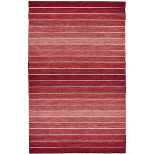 Red Wool Striped Hand Woven Area Rug - 1 of 4