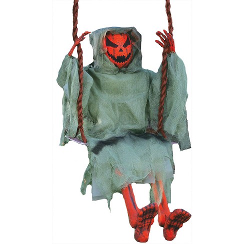 Fun World Pumpkin Man On Swing Prop Halloween Decoration - 36 In ...