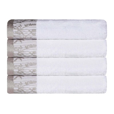 White Classic Luxury 100% Cotton Bath Towels Set of 4 - 27x54 Aqua