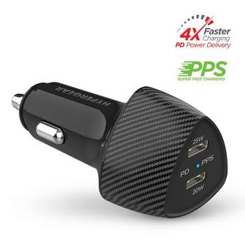 HyperGear SpeedBoost 25W USB-C PD + 20W USB-C PD Fast Car Charger with PPS | Black