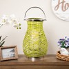 Northlight Woven Iron Pillar Candle Lantern with Glass Hurricane - 16.25" - Green - 2 of 4