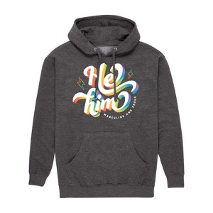 Men's - Instant Message - He Him Pronouns Graphic Fleece Pullover Hoodie - 1 of 4