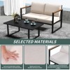 Outdoor Patio Furniture Sets of 4,Metal Patio Conversation Sets with Coffee Table,Outside Seating Furniture with Loveseat,2 Chairs and Thick Cushions - 4 of 4