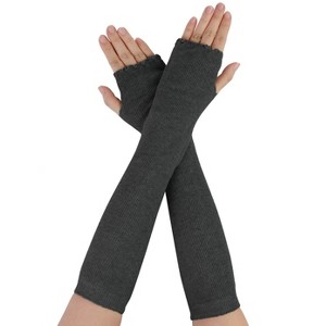 INSPIRE CHIC Women's Elbow Length Stretchy Thumbhole Arm Warmer Fingerless Gloves - 1 of 4