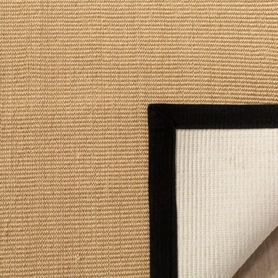Beige and Black Hand-Knotted Sisal Runner Rug