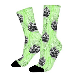 Leaves Gorillas Women Printed Crew Socks Funny Funky Socks Soft Polyester Novelty Gifts for Artists Men - 1 of 4