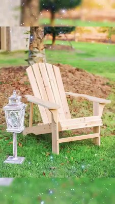 Natural Fir Wood Adirondack Chair with Arms for Outdoor Use