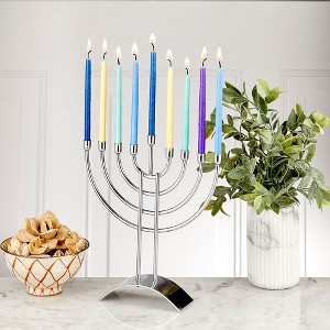 Rite Lite Traditional Steel  Menorah - 8.75" - Silver Finish - 1 of 2