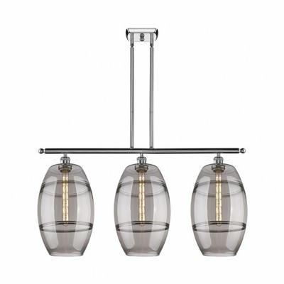 Vaz - 3 Light Stem Hung Island In Industrial Style-19 Inches Tall and 36.5 Inches Wide