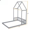 Fontoi Beds, Full Floor Bed with Headboard, Wood Bed with Guardrails for Girls and Boys, Gray, 60"*87.7"*77.8" - 2 of 4