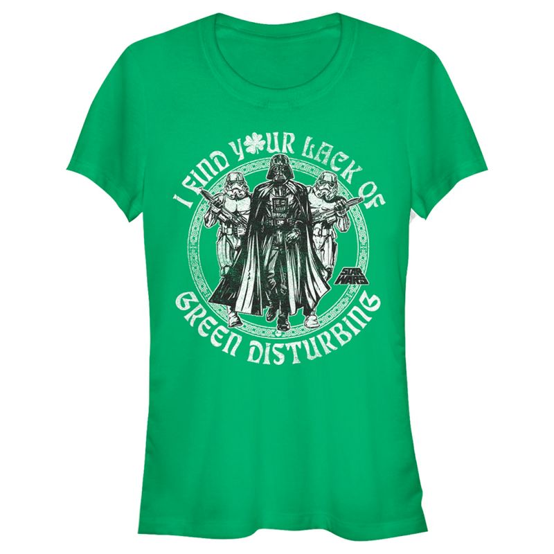 Juniors Womens Star Wars St. Patrick's Day I Find Your Lack of Green Disturbing T-Shirt, 1 of 5