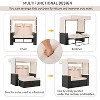 2-Piece Outdoor Rattan Daybed with 5 Tilt Angles, Lounge Roof Set Patio Sofa Loveseat Cushioned Chair with Bench, Beige/Gray-HABITRIO - 4 of 4