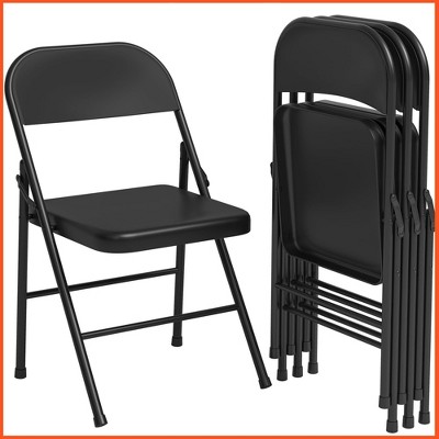 Folding Chairs Set of 2, Foldable Chairs with Metal Frame Hold Up to 350 Pounds, Portable Grey Folding Chairs