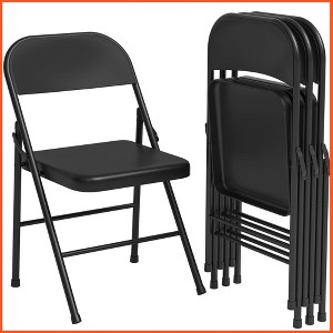 Folding Chairs Set of 2, Foldable Chairs with Metal Frame Hold Up to 350 Pounds, Portable Grey Folding Chairs - 1 of 4