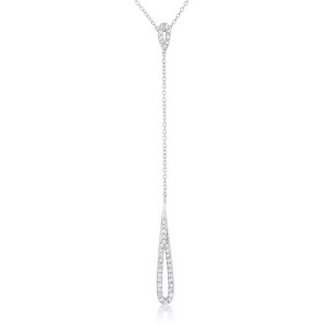 ShineHigh Chrisette 0.4ct Cubic Zirconia Rhodium-Plated Classic Drop Lariat Necklace – Vintage-Inspired Minimalist Y Pendant for Women - 1 of 1