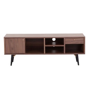 54.6"L TV Stand, Rustic TV Console Table With Open Shelves, Drawer, Door Modern Waterproof Console Table, Entertainment Center TV Console - 1 of 4