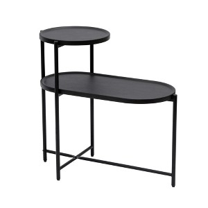ChicFurnit Console Tables Couch Table Small Side Table Dual Tray Table Oval End Table Storage Design for Living Room, Black, 27.55"*13.66"*27.75" - 1 of 4