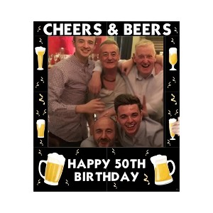 LEMONSODA Cheers & Beers 50th Birthday Party Photo Frame Prop, 35 X 30 inches - 1 of 3