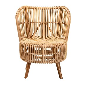 bali & pari Nagoya Natural Rattan Wide Seat Lounge Chair Natural Brown: Handcrafted, No Assembly Indoor Furniture - 1 of 4