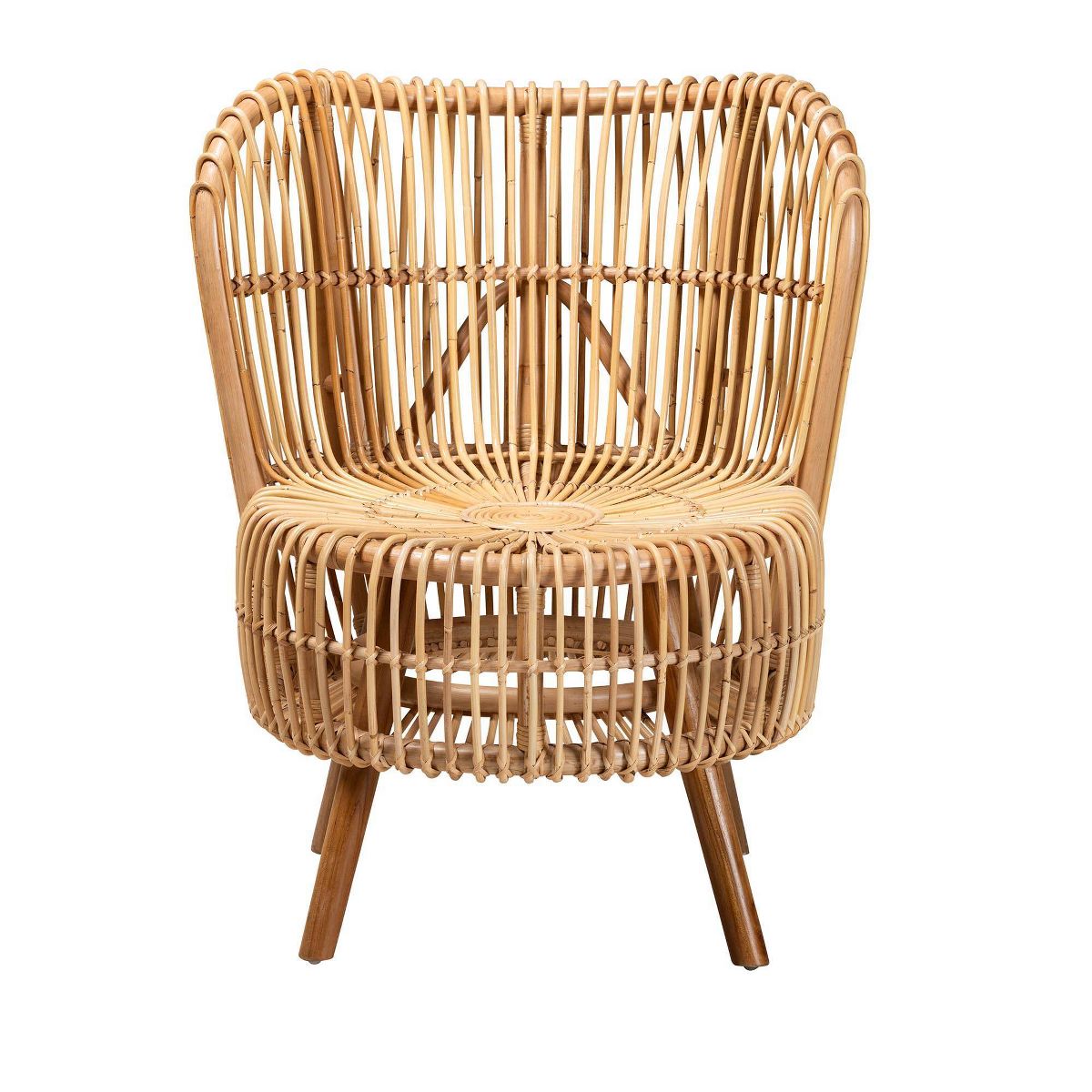 bali & pari Nagoya Natural Rattan Wide Seat Lounge Chair Natural Brown: Handcrafted, No Assembly Indoor Furniture