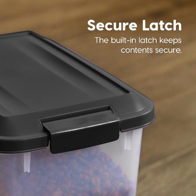 33 Quart Clear and Black Airtight Pet Food Storage Bins with Casters, Set of 2