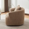 Modern Brown Upholstered 38.2" Swivel Accent Chair with Rounded Arms and Pillow for Living Room or Office Seating-Maison Boucle - 3 of 4