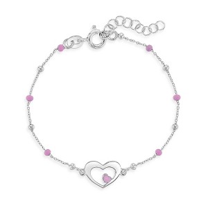 Girls' Dainty Enamel Heart Bracelet Sterling Silver - In Season Jewelry - 1 of 4