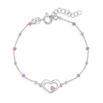 Girls' Dainty Enamel Heart Bracelet Sterling Silver - In Season Jewelry