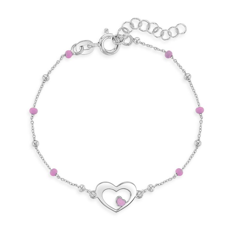 Girls' Dainty Enamel Heart Bracelet Sterling Silver - In Season Jewelry, 1 of 7