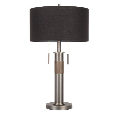 Trophy Industrial Table Lamp - Gun Metal with Black Linen Shade (Includes LED Light Bulb) - LumiSource