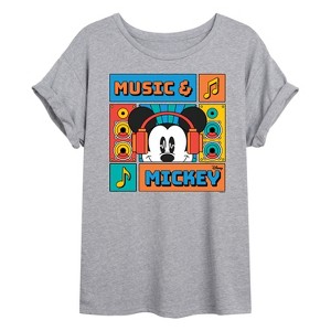 Women's - Disney - Music And Mickey Oversized Graphic T-Shirt - 1 of 4