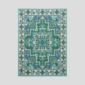 5'3" x 7' Houston Outdoor Rug Ivory/Blue - Christopher Knight Home: Water-Resistant Patio Decor, Loomed Polypropylene - 1 of 4